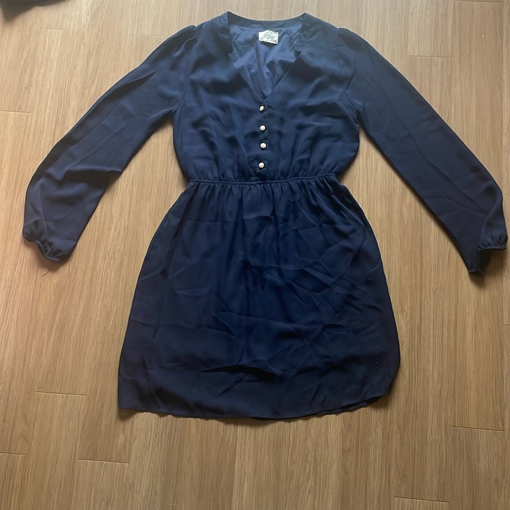 Everyly, Navy Blue, Long Sleeve, Dress